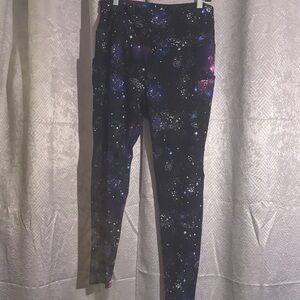 Women's Cosmic Print Leggings - Black and Purple